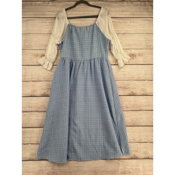 Scarlet Darkness Dorthy Off Shoulder Dress Womens XL Blue White Plaid - Picture 2 of 9